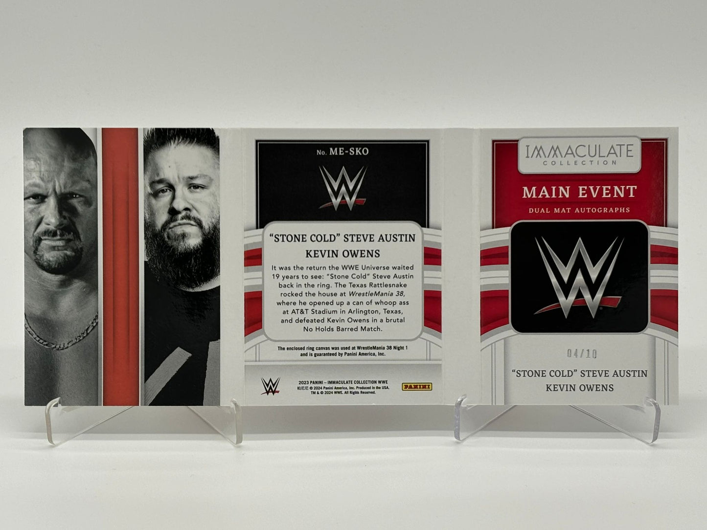 2023 Panini Immaculate WWE "Stone Cold" Steve Austin & Kevin Owens Dual Mat Autographs /10