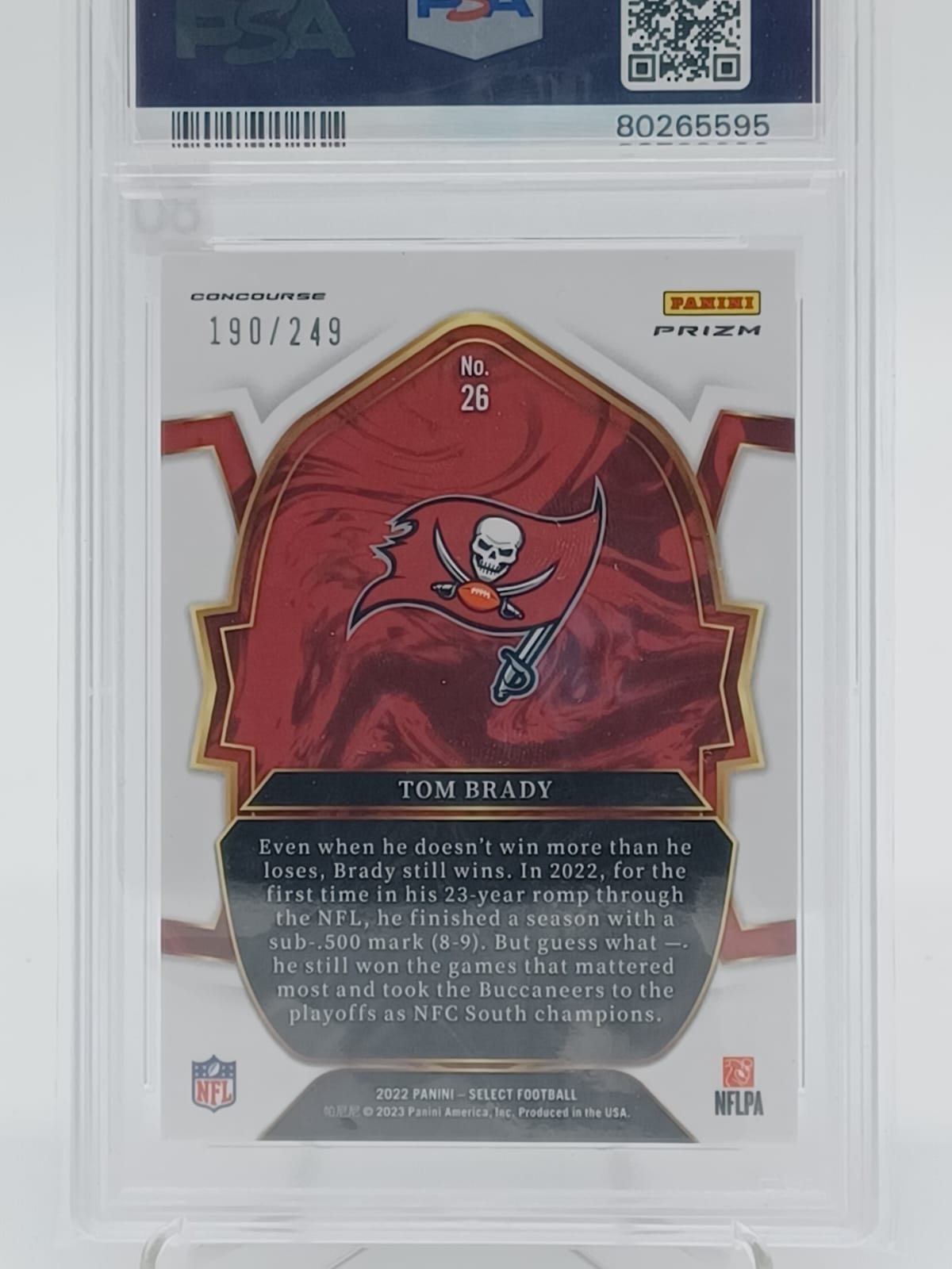 2022 Panini Select Tom Brady Tri-Color-Prizm /249 PSA 9 #26