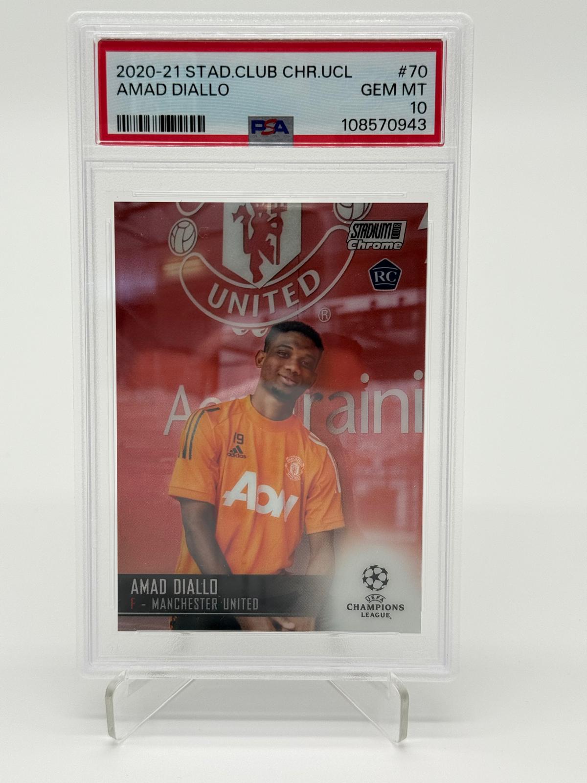 2020-21 Topps Stadium Club Chrome Amad Diallo RC PSA 10