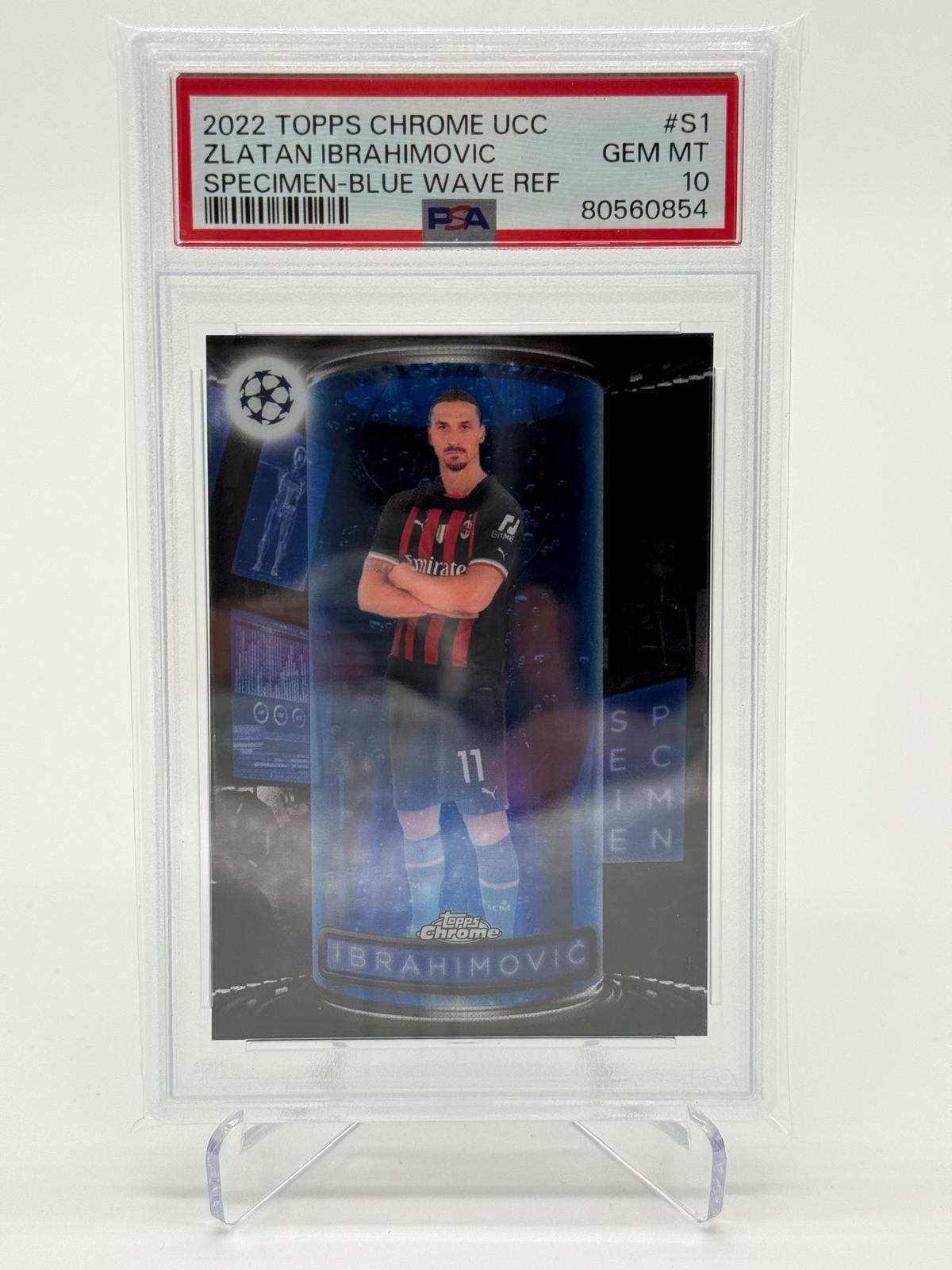 2022 Topps Chrome UCC Zlatan Ibrahimovic /75 Blue Wave PSA 10
