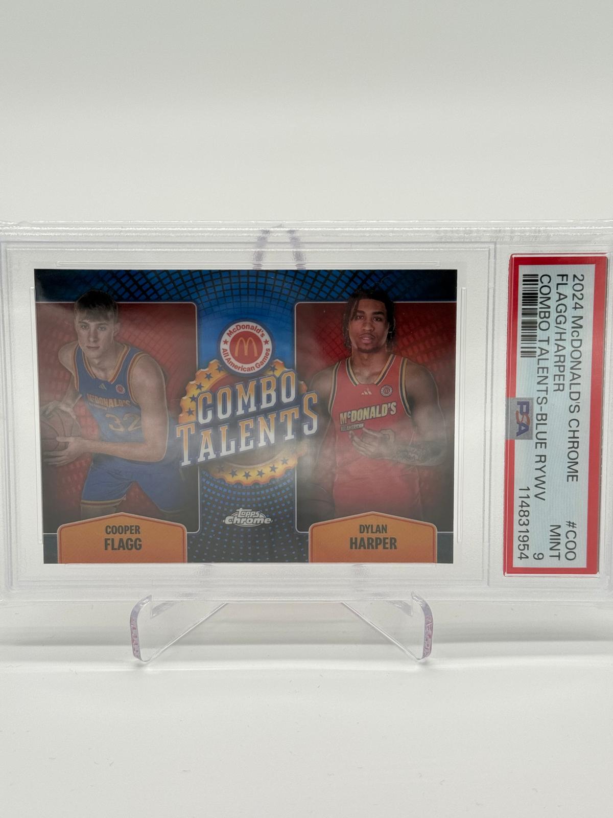 2024 Topps Mc Donalds Chrome Flagg/Harper Combo Talents Blue Raywave PSA 9