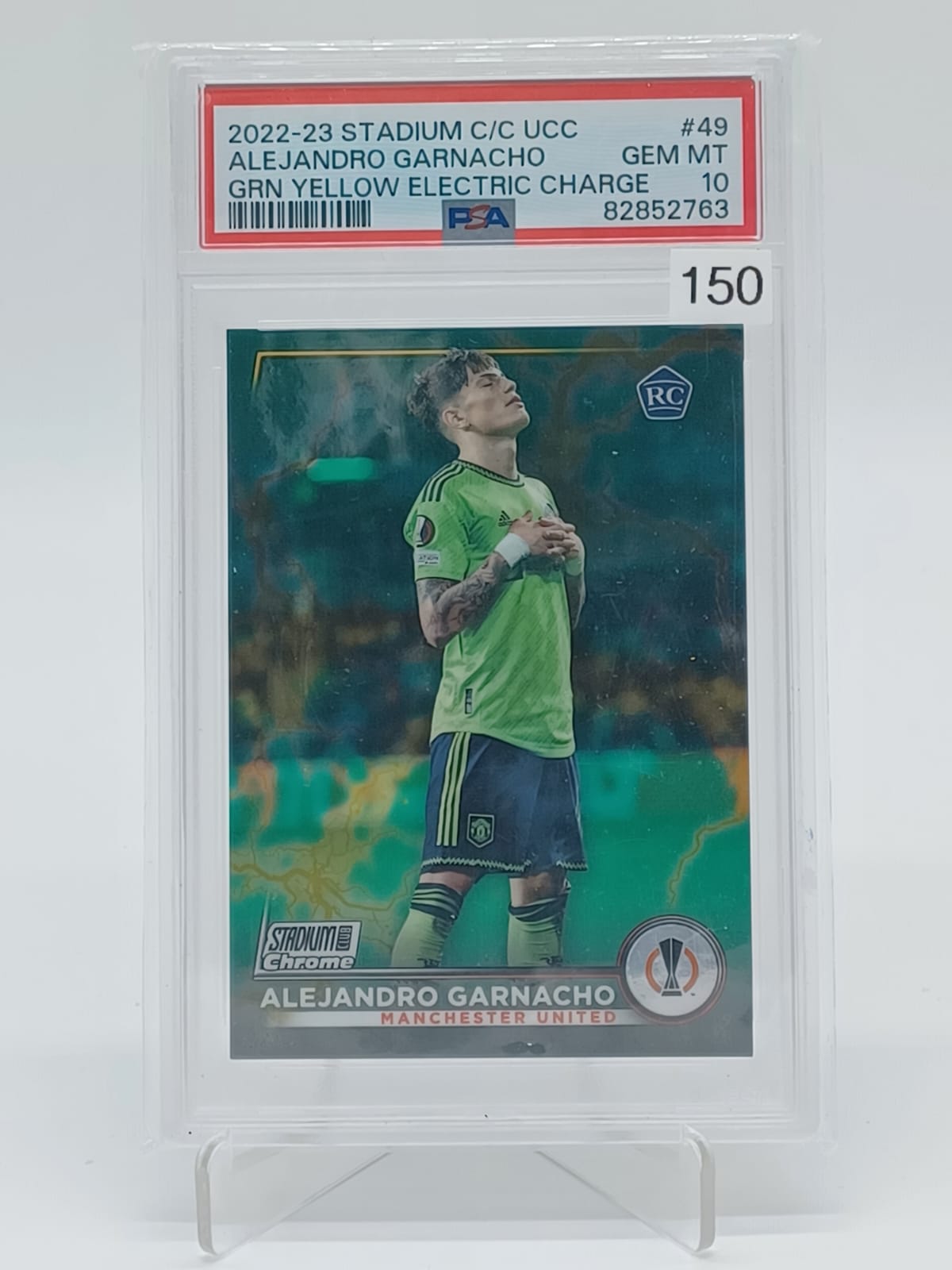 2022-23 Topps UCC Stadium Club Chrome Alejandro Garnacho Green Yellow Electric /125 PSA 10 #49