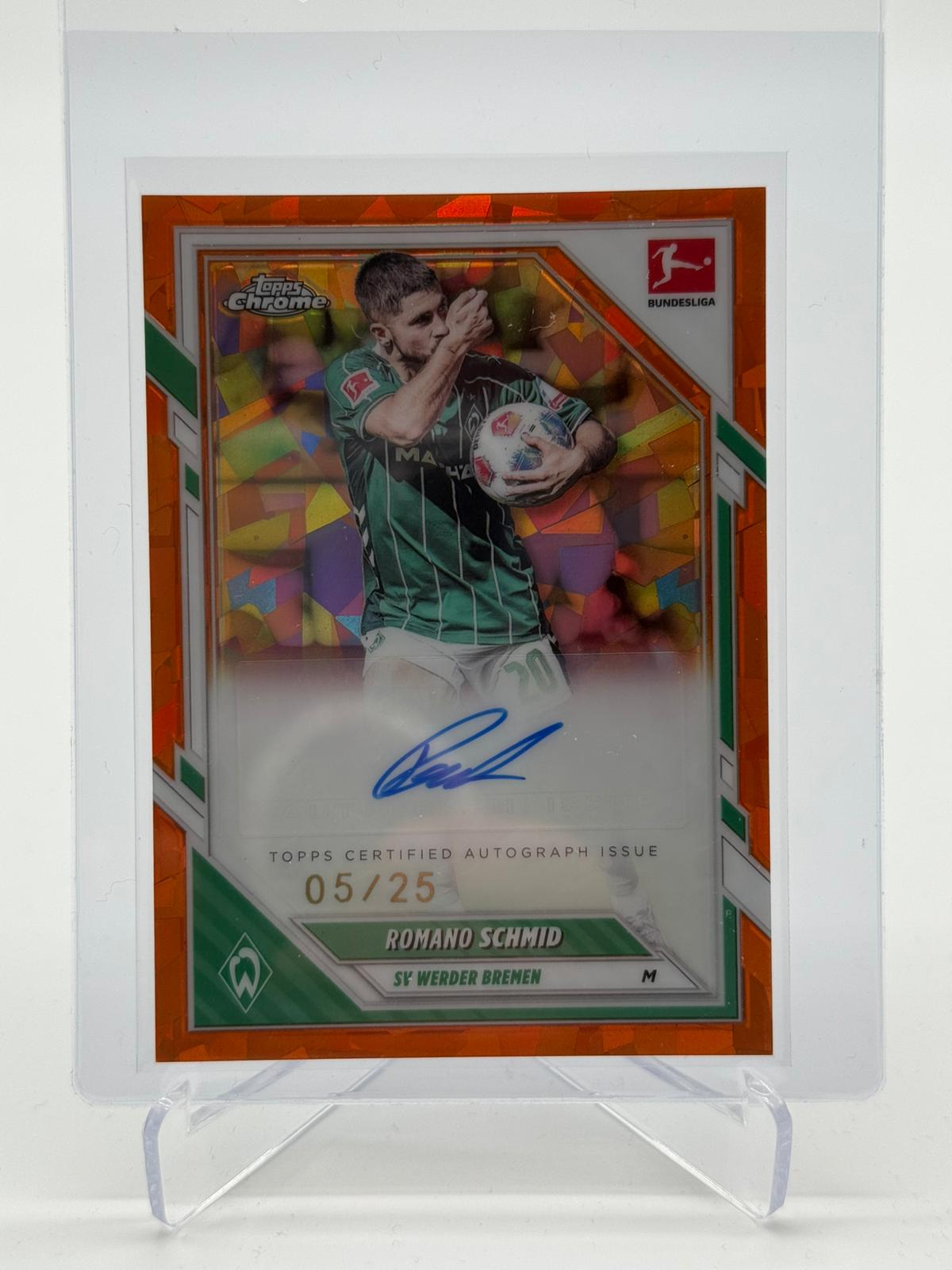 2026 Topps Chrome Bundesliga Sapphire Romano Schmid Autogramm 05/25