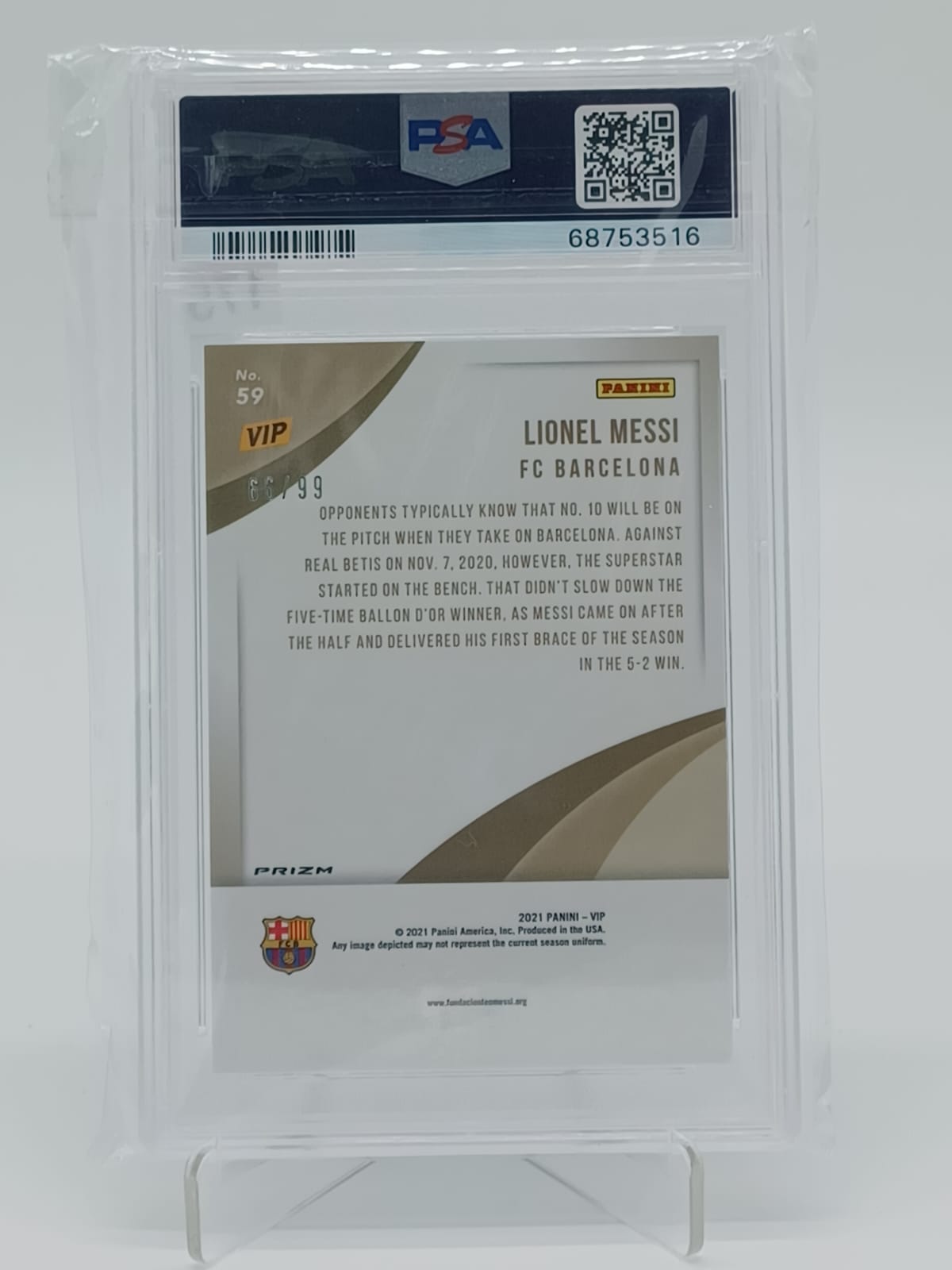 2022 Panini national VIP Lionel Messi /99 Cracked ICE PSA 10