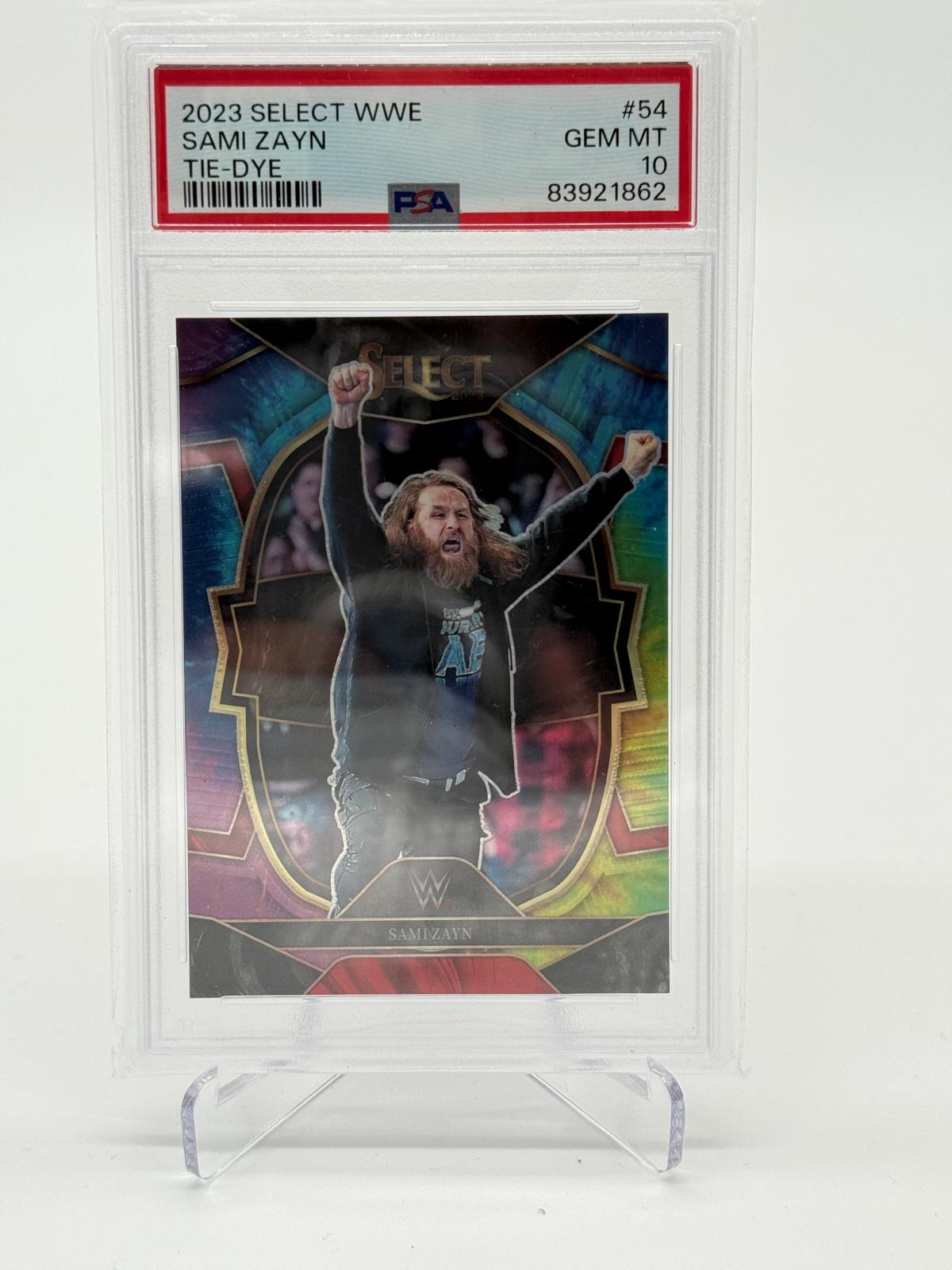 2023 Panini Select WWE Sami Zayn Tie-Dye 04/25 PSA 10