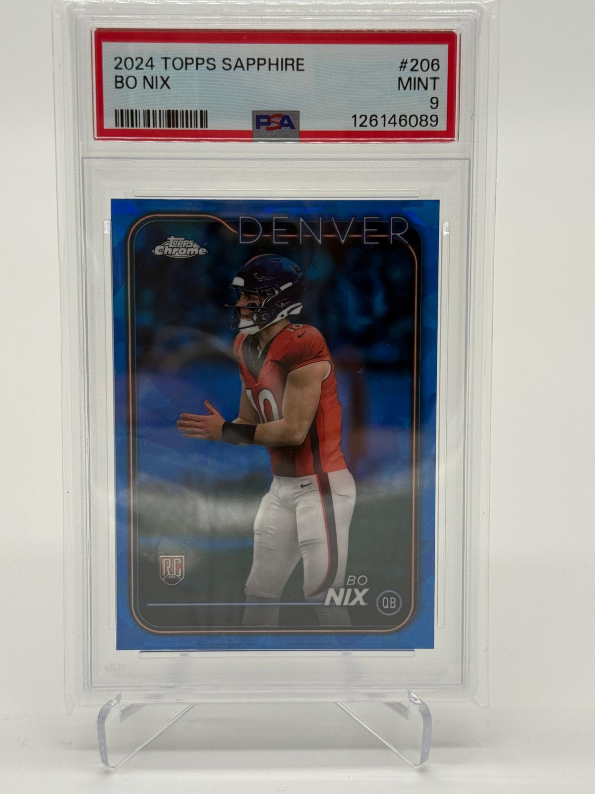 2024 Topps Chrome Sapphire Bo Nix RC PSA 9
