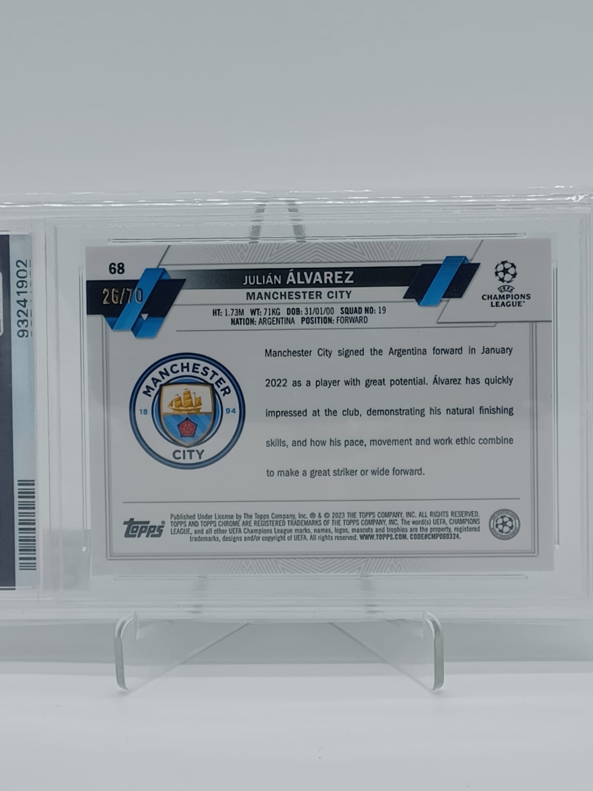 2022-23 Topps UCC Sapphire Edition Julian Alvarez Green /70 PSA 10 #68