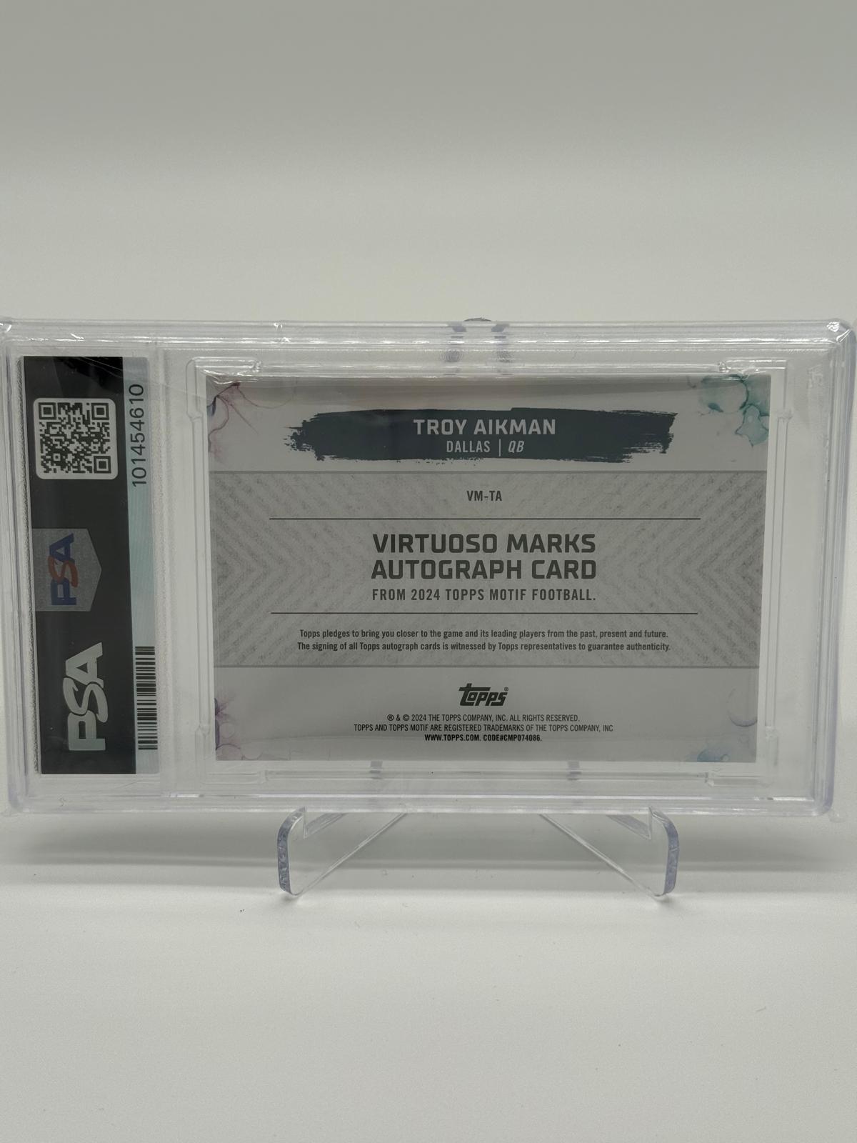 2023 Topps Motif Troy Aikman Auto /10 PSA 9