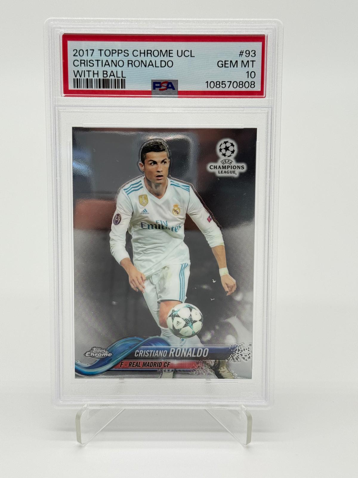 2017 Topps Chrome UCL Cristiano Ronaldo With Ball PSA 10