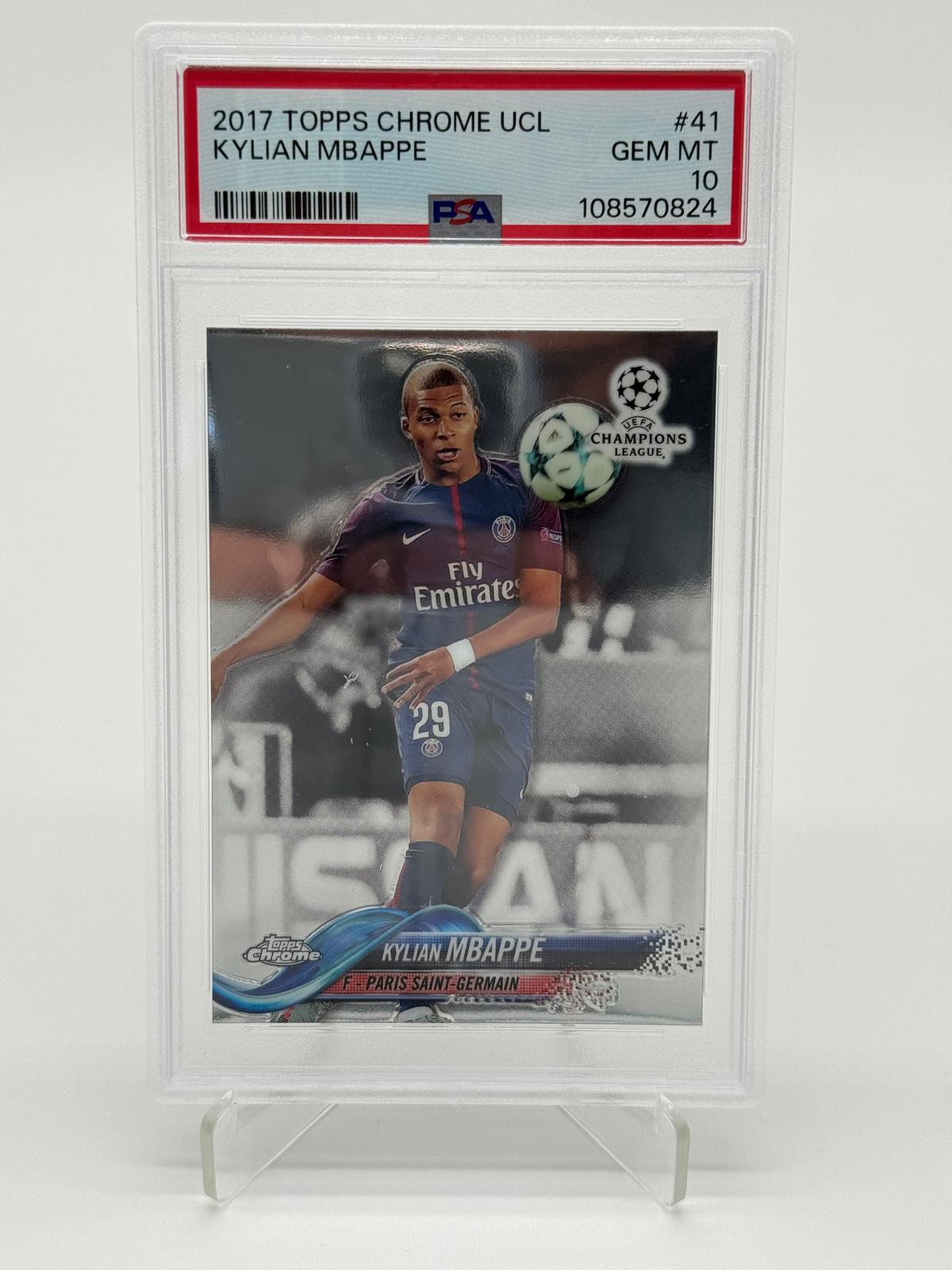 2017 Topps Chrome UCL Kylian Mbappe RC PSA 10