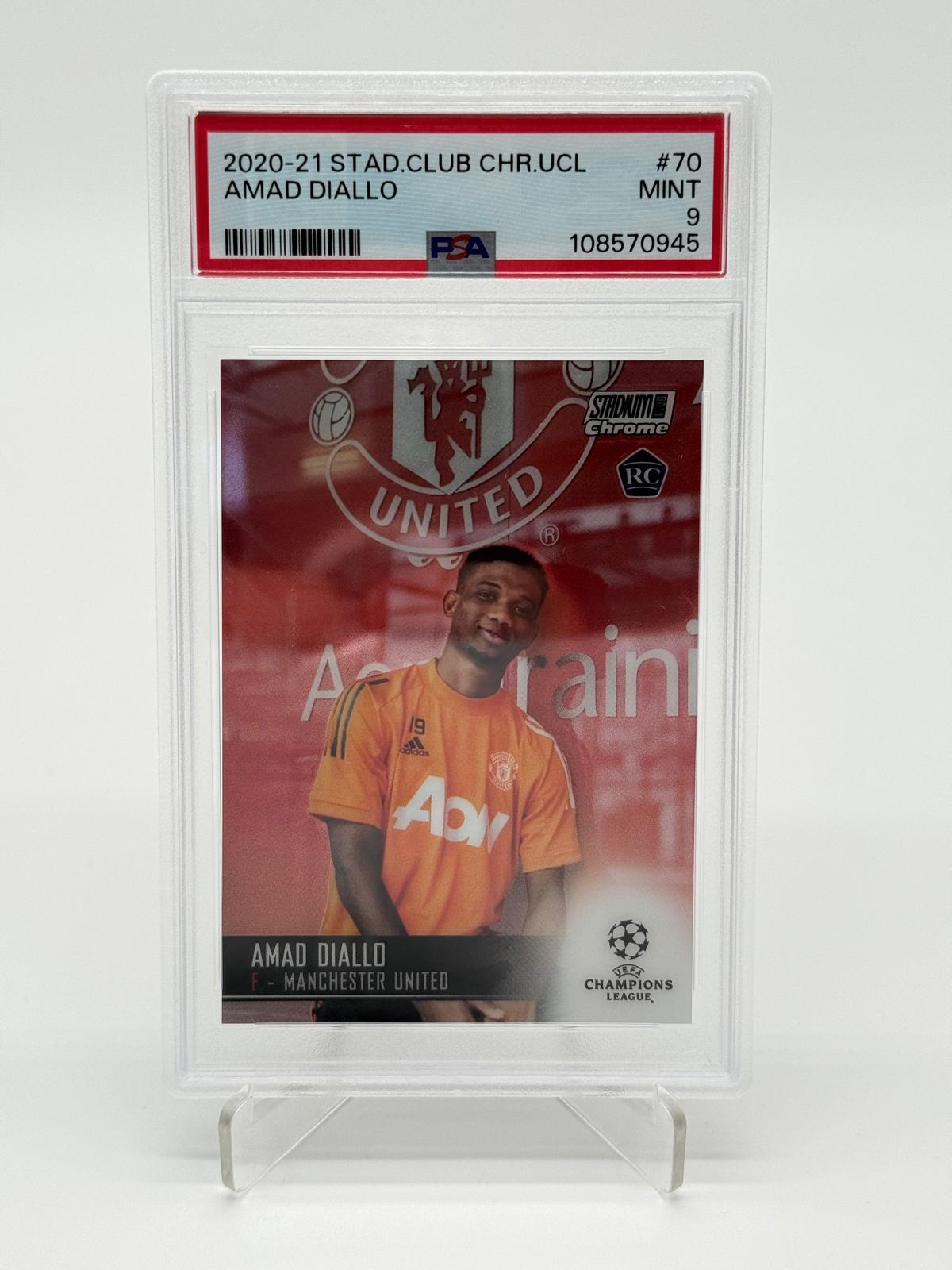 2020-21 Topps Stadium Club Chrome Amad Diallo RC PSA 9