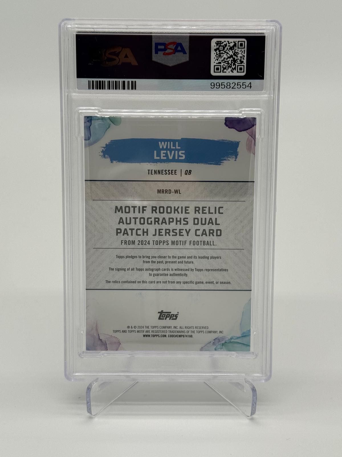 2023 Topps Motif Will Levis RC Patch Auto /99 PSA 8