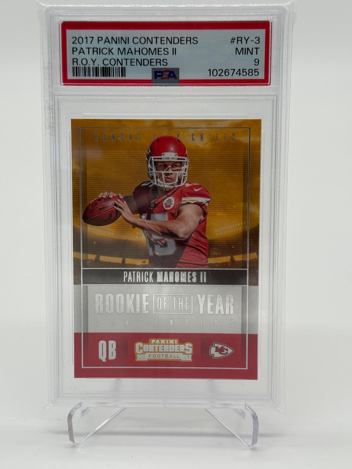 2017 Panini Contenders Patrick Mahomes R.O.Y. Contenders PSA 9