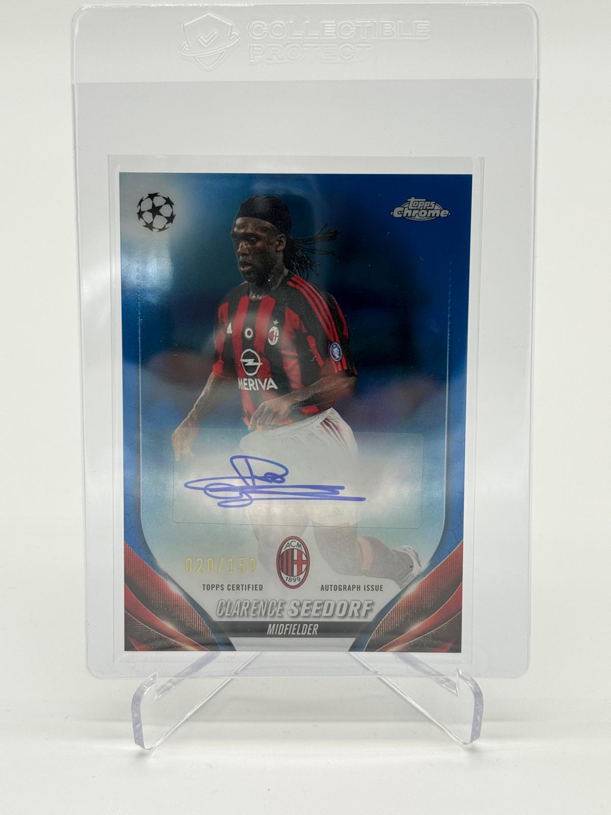 2023-24 Topps UCC Chrome Clarence Seedorf Blue Refractor Auto 020/150