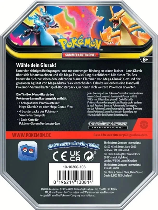 Pokémon Mega-Entwicklung Erhabene Helden Mega-Glurak Y ex Tin DE (SEALED)
