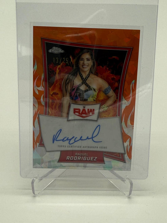 2025 Topps Chrome WWE Sapphire Raquel Rodriguez Red Brand Auto /25