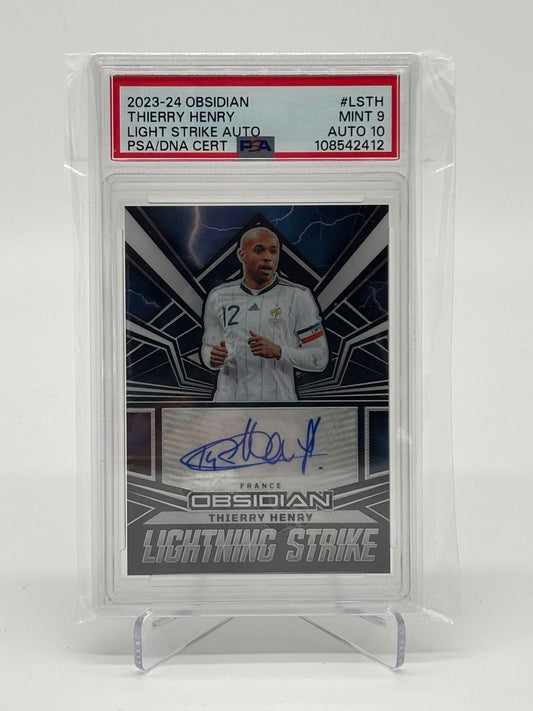 2023-24 Painini Obsidian Thierry Henry Lightning Strike Auto /30 PSA 9 AUTO 10