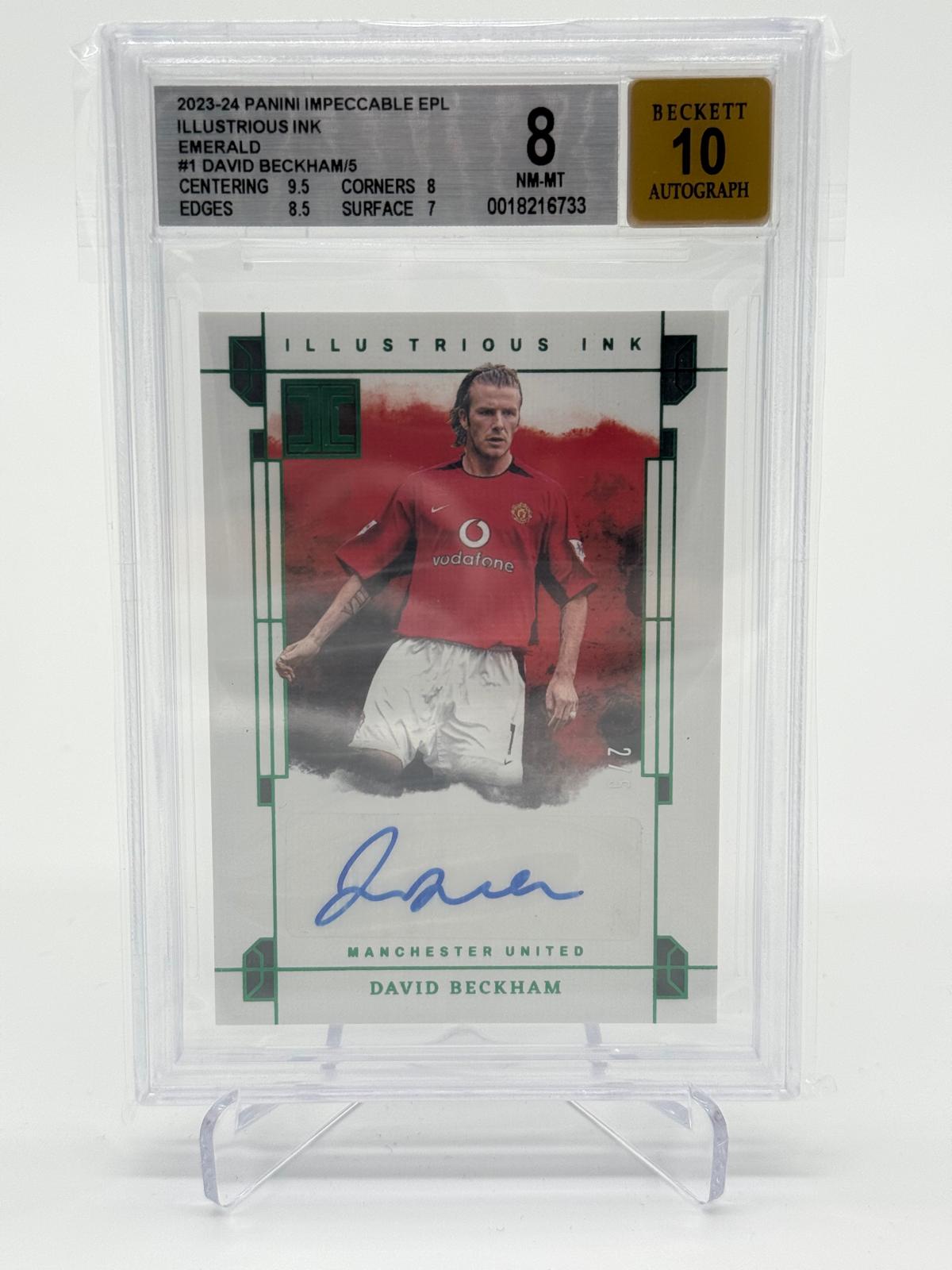 2023-24 Panini Impeccable EPL David Beckham Illustrious Ink /5 BGS 8 AUTO 10