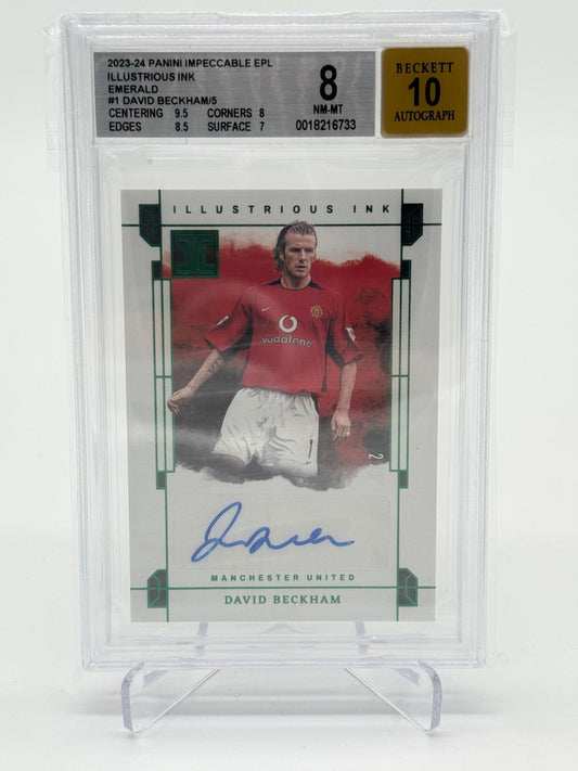 2023-24 Panini Impeccable EPL David Beckham Illustrious Ink /5 BGS 8 AUTO 10