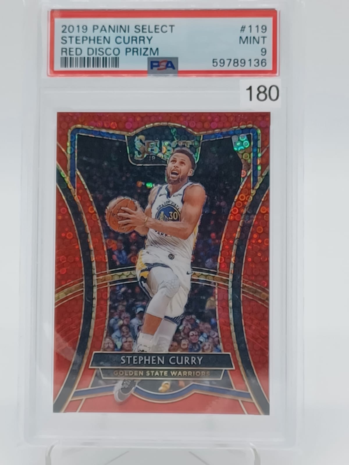 2019 Panini Select Stephen Curry Red Disco Prizm/49 #119 PSA 9
