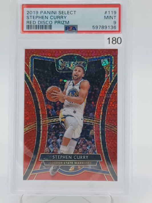 2019 Panini Select Stephen Curry Red Disco Prizm/49 #119 PSA 9