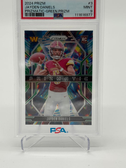 2024 Panini Prizm Jayden Daniels Prizmatic Green Prizm RC PSA 9