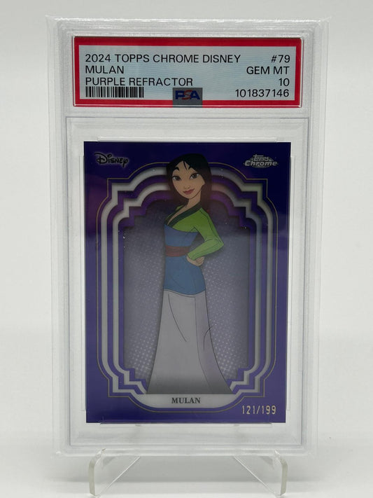 2024 Topps Chrome Disney Mulan Purple Refractor /199 PSA 10
