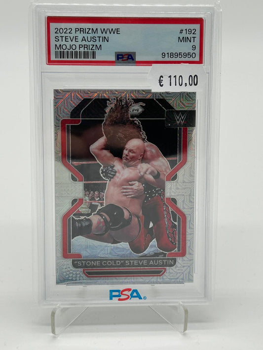 2022 Panini Prizm WWE Steve Austin Mojo Prizm /25 PSA 9