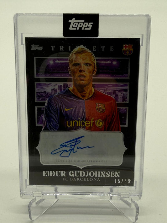 2024 Topps Fc Barcelona Triplete Eidur Gudjohnsen Auto 15/49