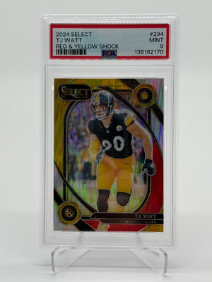 2024 Panini Select Football TJ Watt Red & Yellow Shock PSA 9 POP 1