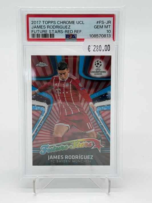 2017 Topps Chrome UCL James Rodriguez /10 Future Stars Red Refractor PSA 10