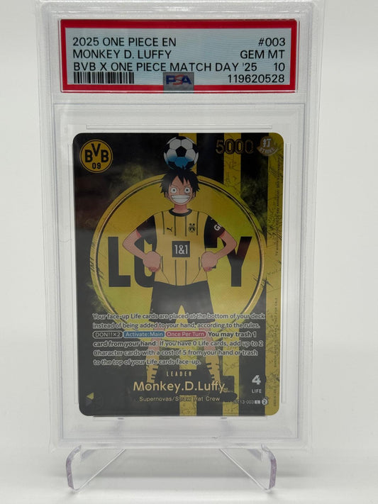 2025 One Piece EN Monkey D. Luffy BVB X One Piece Match Day PSA 10