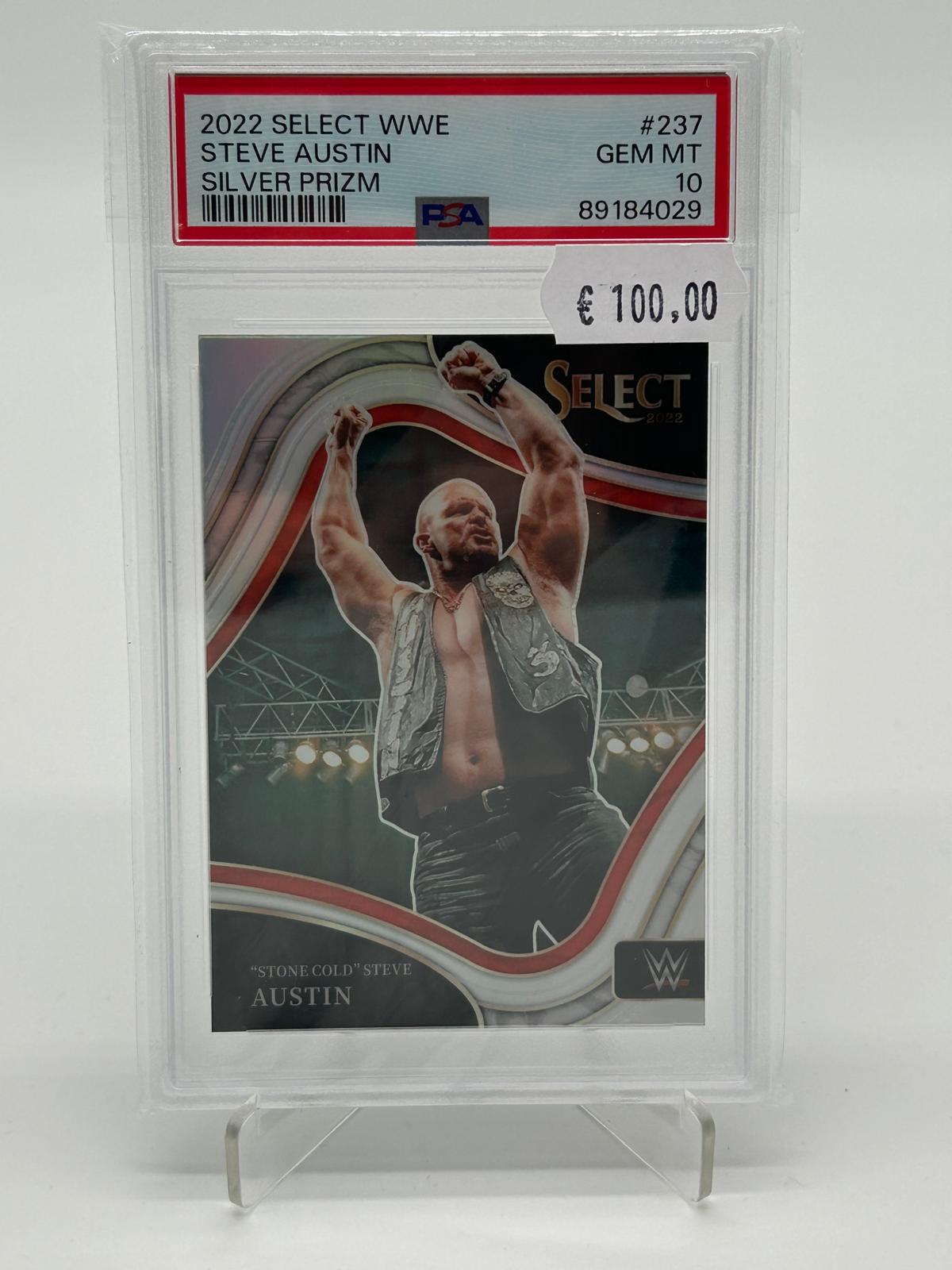 2022 Panini Select WWE Steve Austin Silver Prizm PSA 10