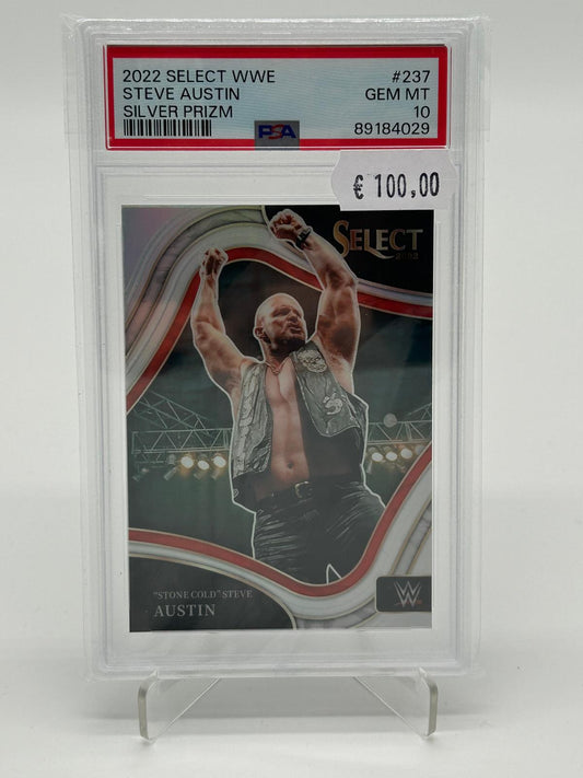 2022 Panini Select WWE Steve Austin Silver Prizm PSA 10