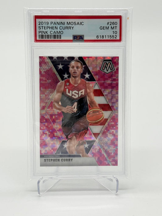 2019 Panini Mosaic Stephen Curry Pink Camo PSA 10