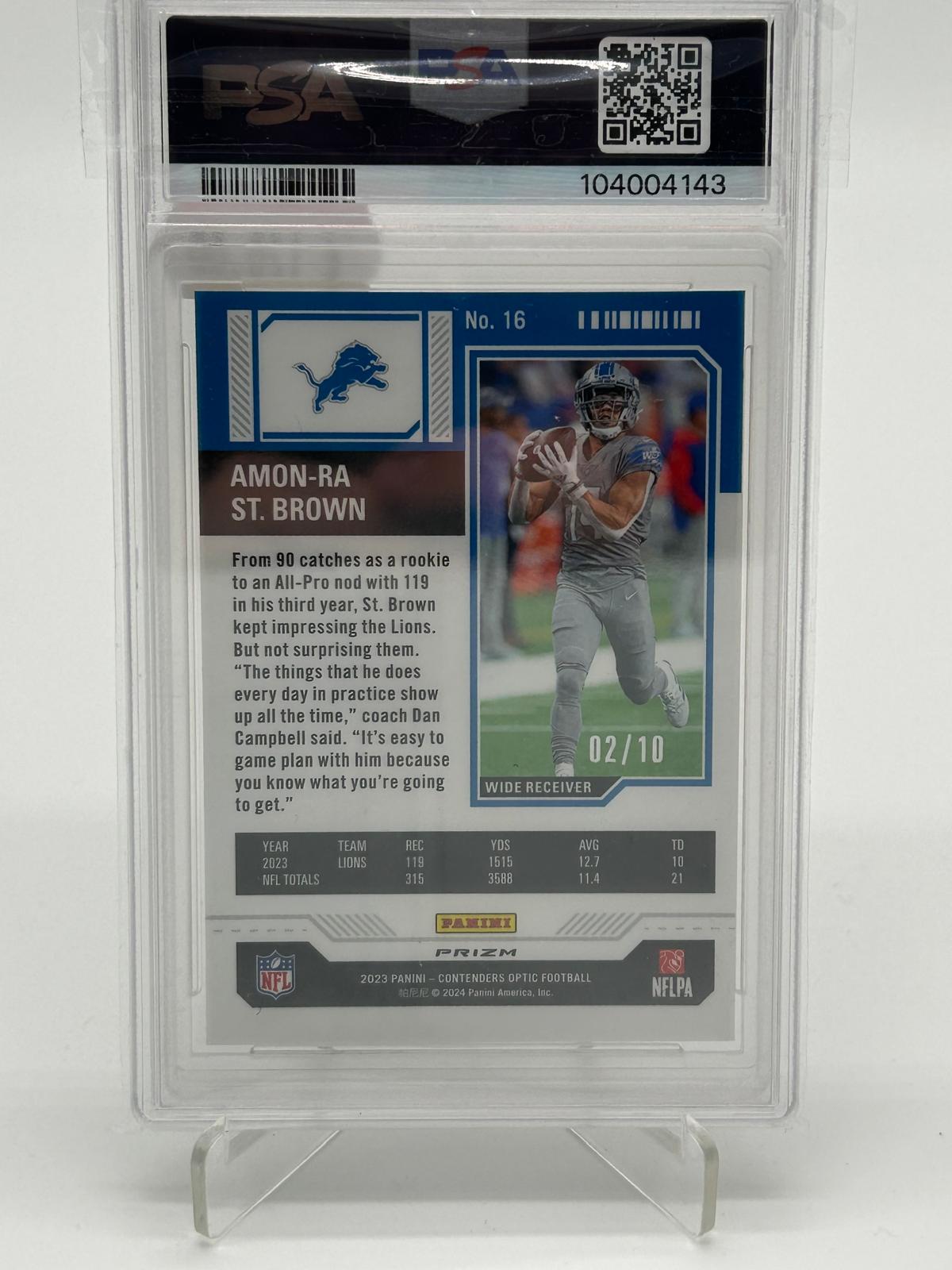 2023 Panini Contenders Optic Amon-Ra St. Brown Gold /10 PSA 9