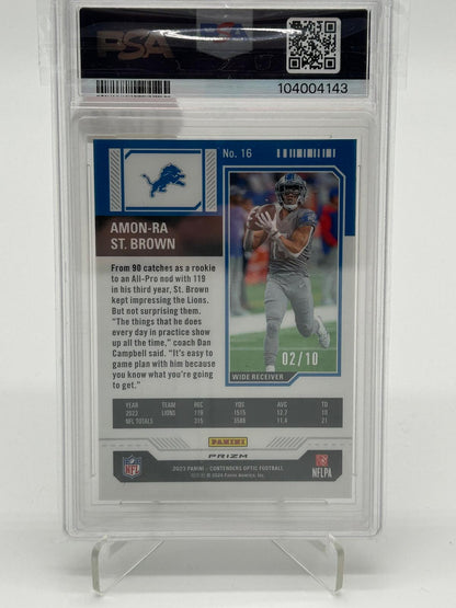 2023 Panini Contenders Optic Amon-Ra St. Brown Gold /10 PSA 9