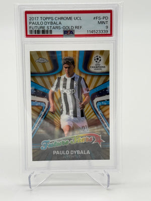 2017 Topps Chrome UCL Paulo Dybala Future Stars /50 Gold Refractor PSA 9