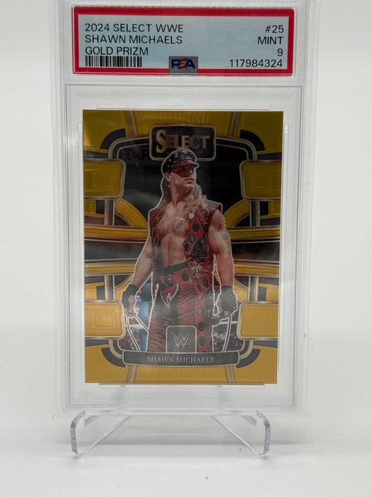 2024 Panini Select WWE Shawn Michaels Gold Prizm 02/10 PSA 9