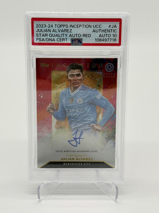 2023-24 Topps Inception UCC Julian Alvarez Auto /10 PSA AUT Auto 10