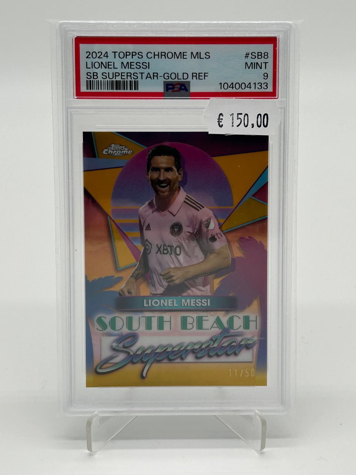 2024 Topps Chrome MLS Lionel Messi South Beach Superstar Gold Refractor /50 PSA 9