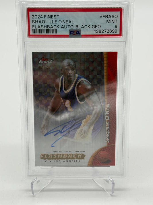 2024 Topps Finest Shaquille Oneal Flashback Auto /25 On Card PSA 9