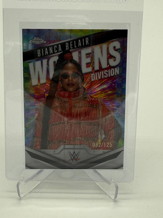 2025 Topps Chrome WWE Bianca Belair Womens Division Aqua Geometric /125