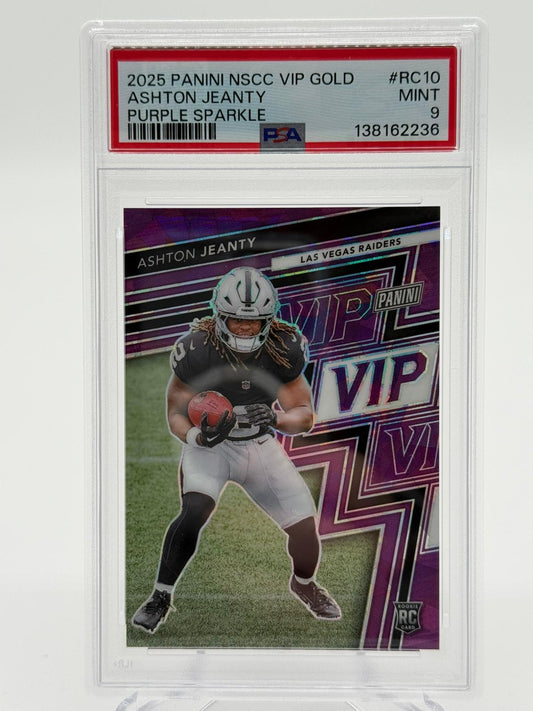 2025 Panini NSCC VIP Gold Ashton Jeanty Purple Sparkle 07/50 PSA 9