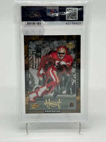 1996 UD Hot Properties J.J. Stokes / J. Rice Red PSA 8