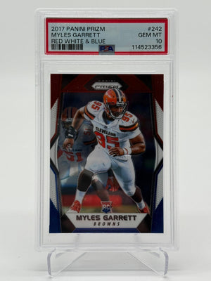 2017 Panini Prizm Myles Garrett Red White & Blue RC PSA 10