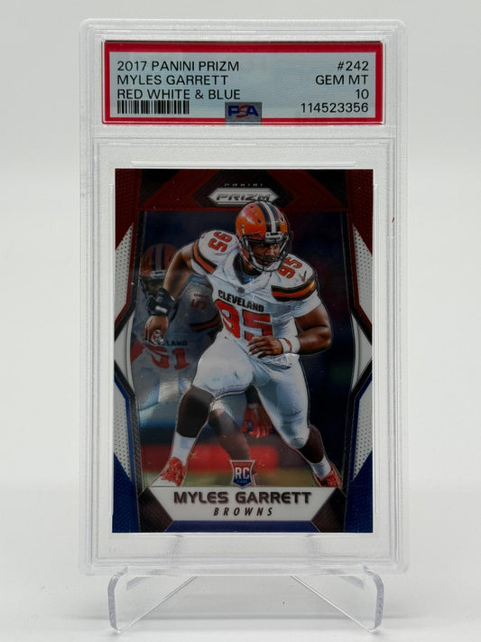 2017 Panini Prizm Myles Garrett Red White & Blue RC PSA 10