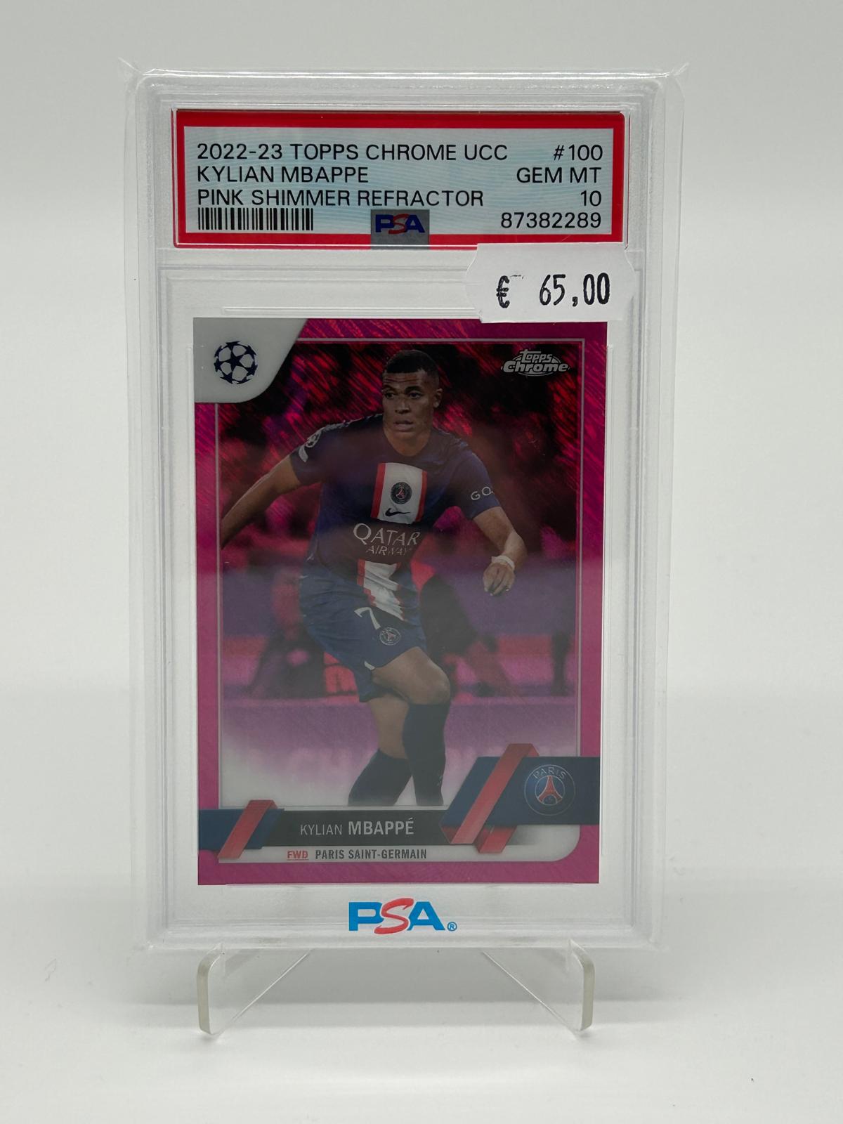 2022-23 Topps Chrome UCC Kylian Mbappe Pink Shimmer Refractor /250 PSA 10