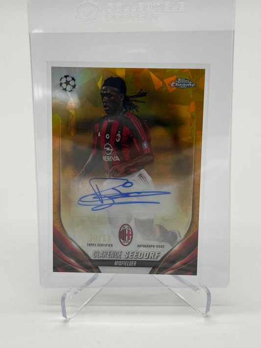 2023-24 Topps UCC Chrome Clarence Seedorf Gold Auto Cracked Ice 14/50