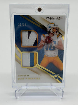 2020 Panini Immaculate Football Rookie Gold Dual Patch Justin Herbert 25/25 RC